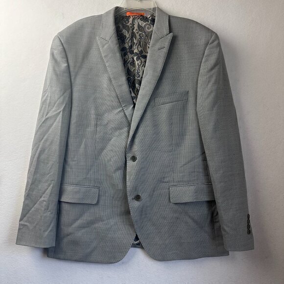Tallia Mens Sportcoat Blazer 46R Jacket Wool‎ blend Grey Orange Macy's - Picture 1 of 9